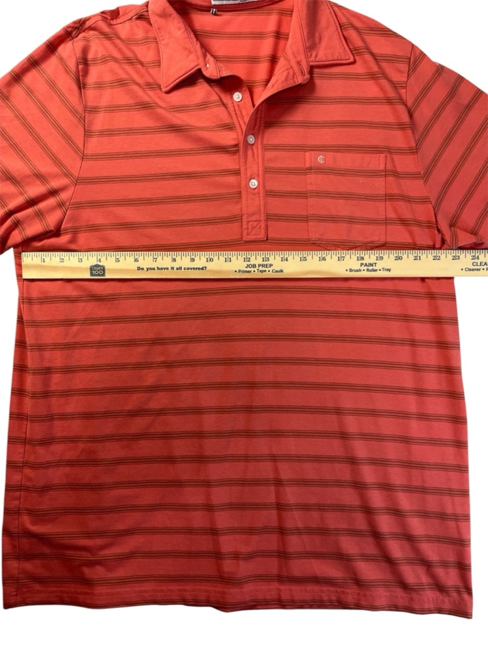 Criquet Men’s Polo Shirt XXL Dark Coral Salmon Striped Golf Preppy Casual Summer - Picture 4 of 8